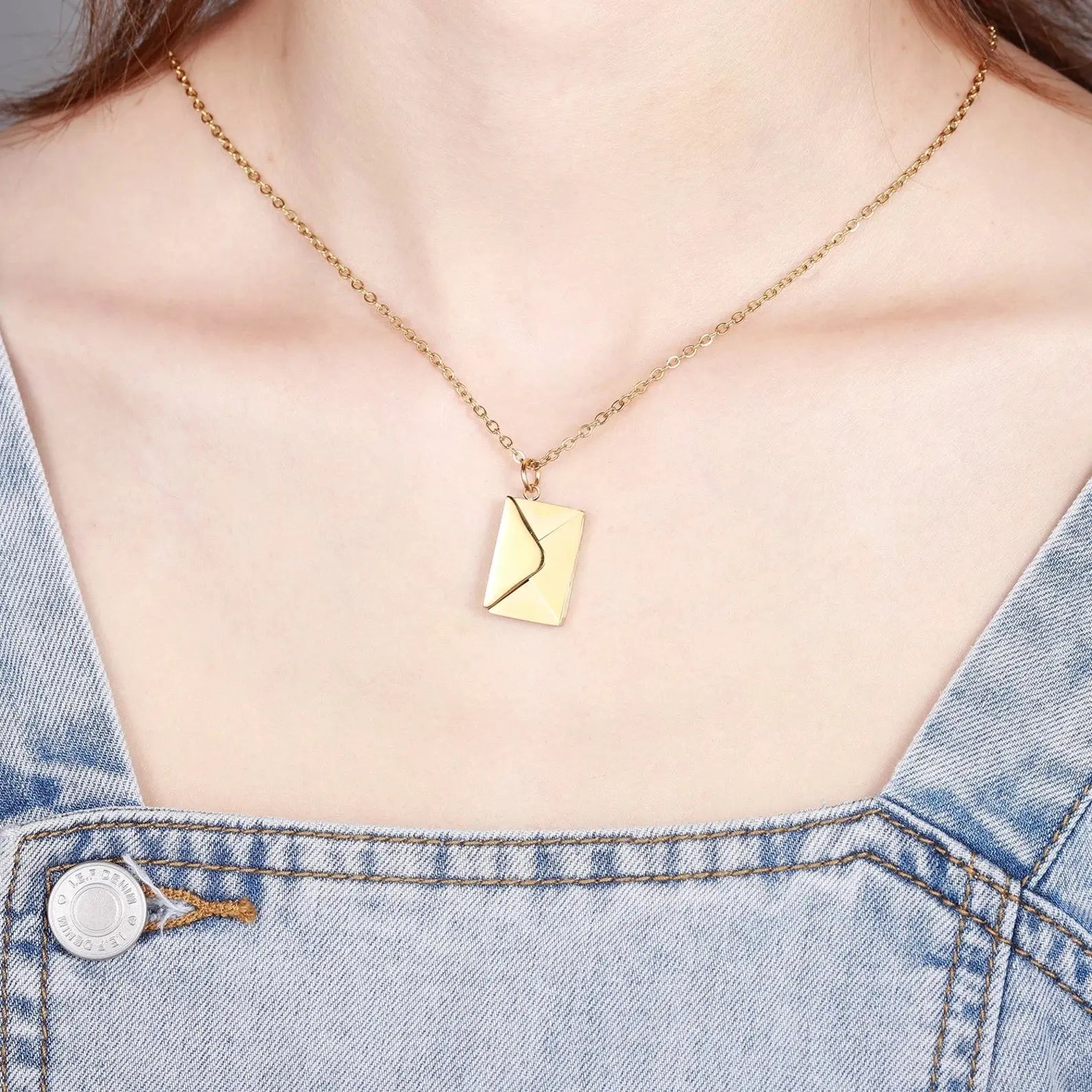 Personalised envelope message necklace