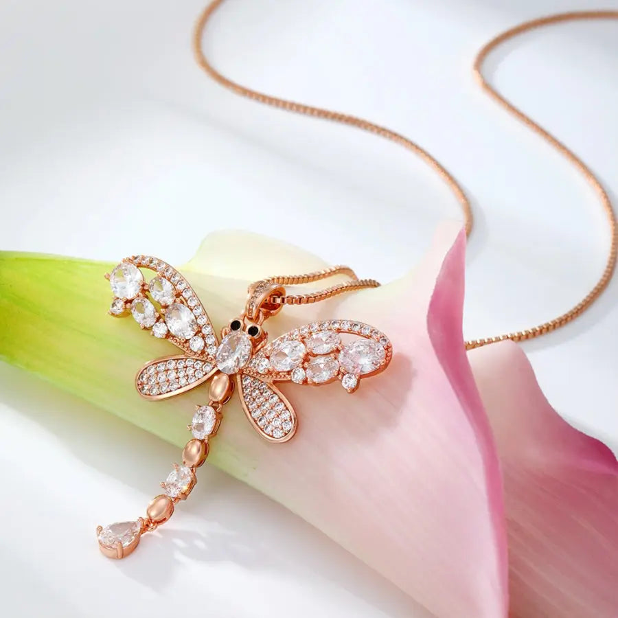 SOLVEIG 18K rose-gold plated crystal necklace