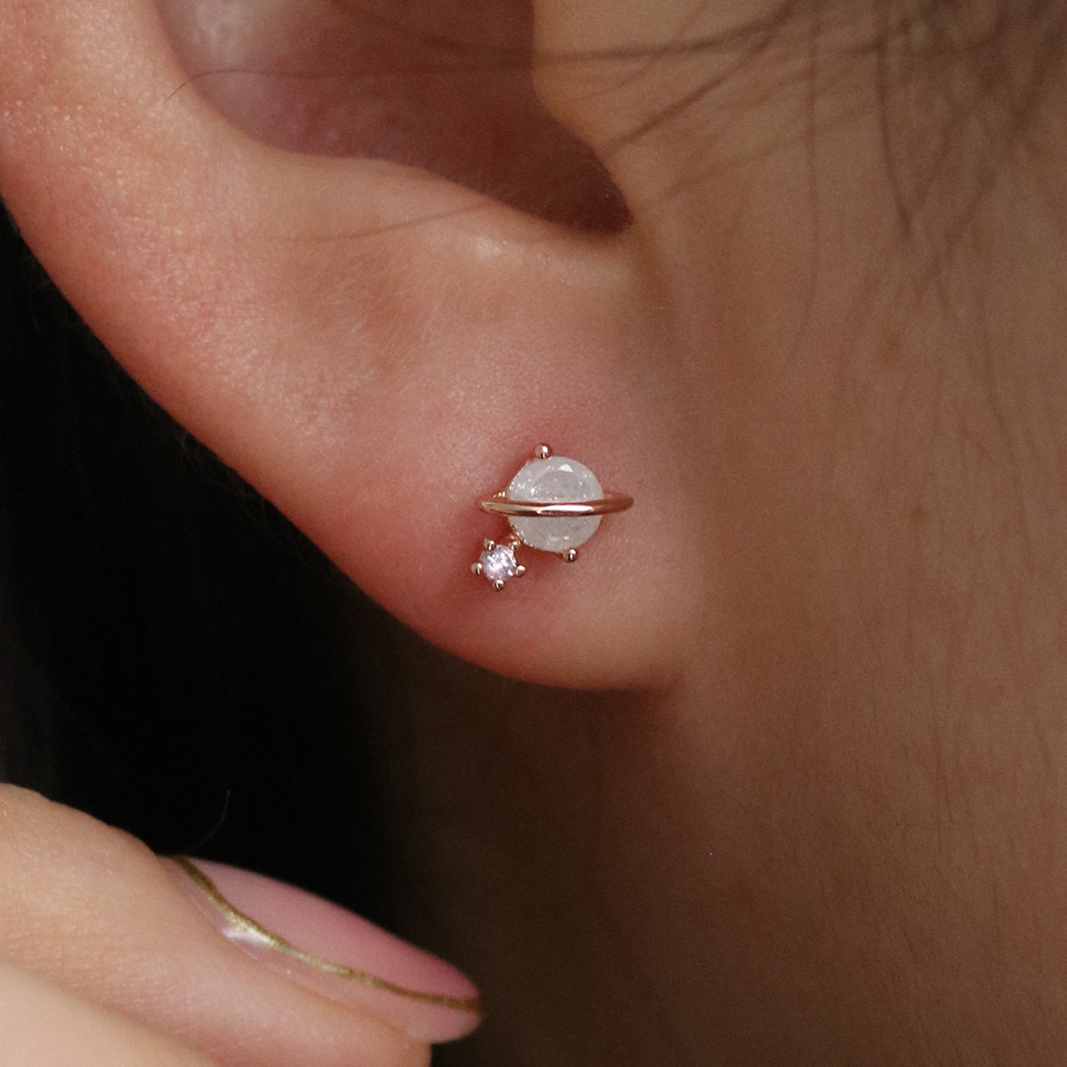 Saturn Cubic Stud Earrings