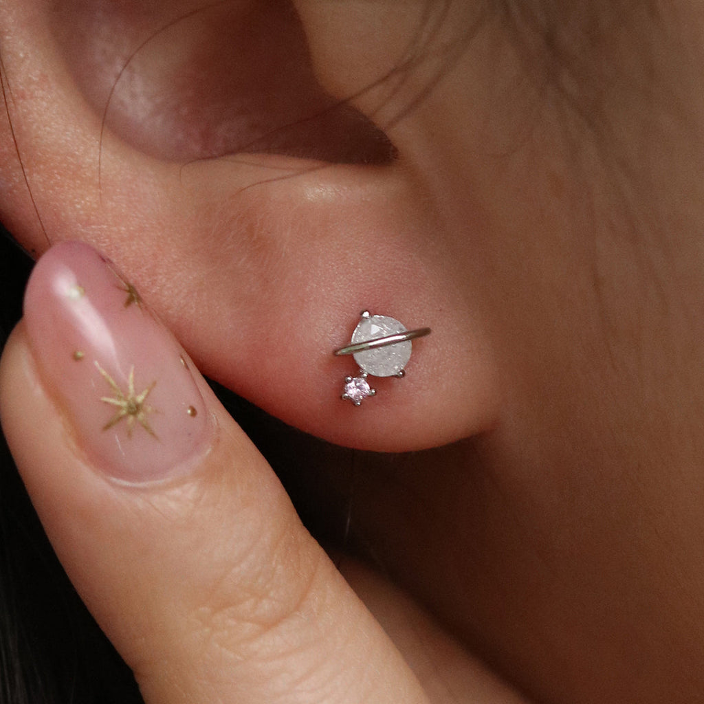 Saturn Cubic Stud Earrings