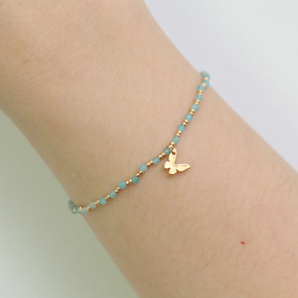 Gemstone butterfly charm bracelet