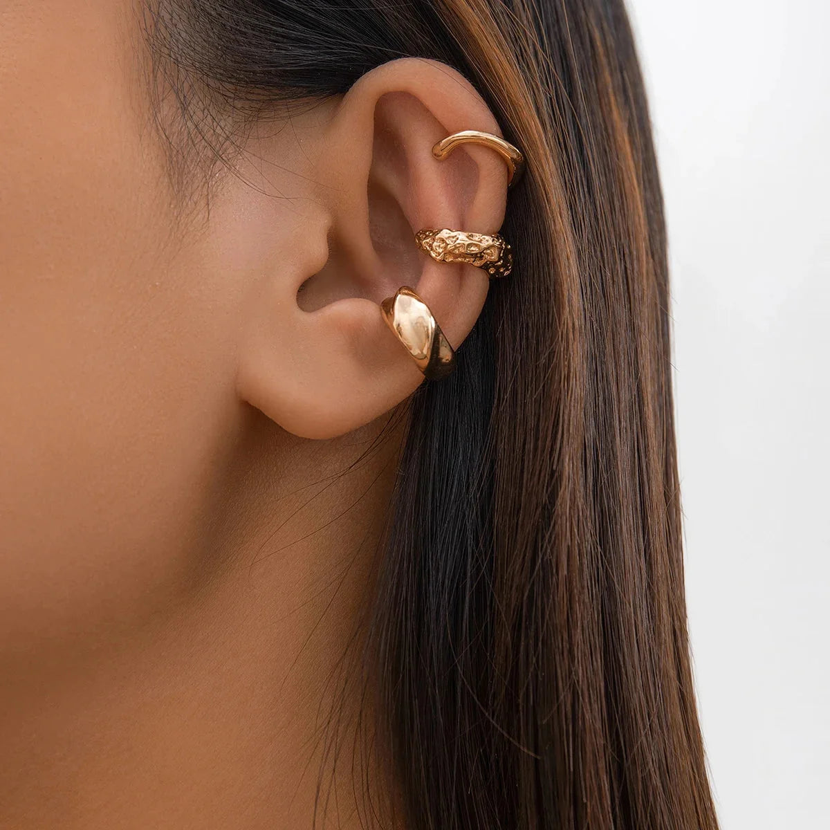 3-Piece Chunky Non-Piercing Ear Cuff Set