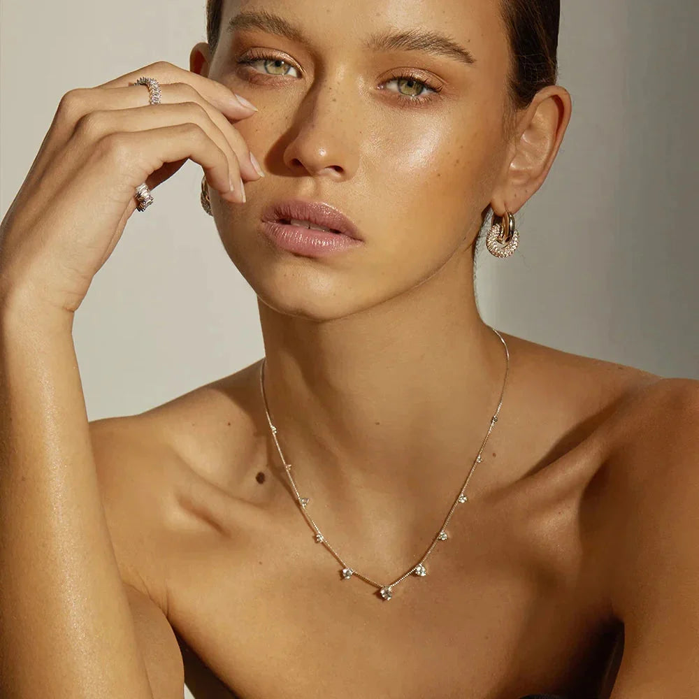 Rhinestone Stainless Steel Drop Earrings