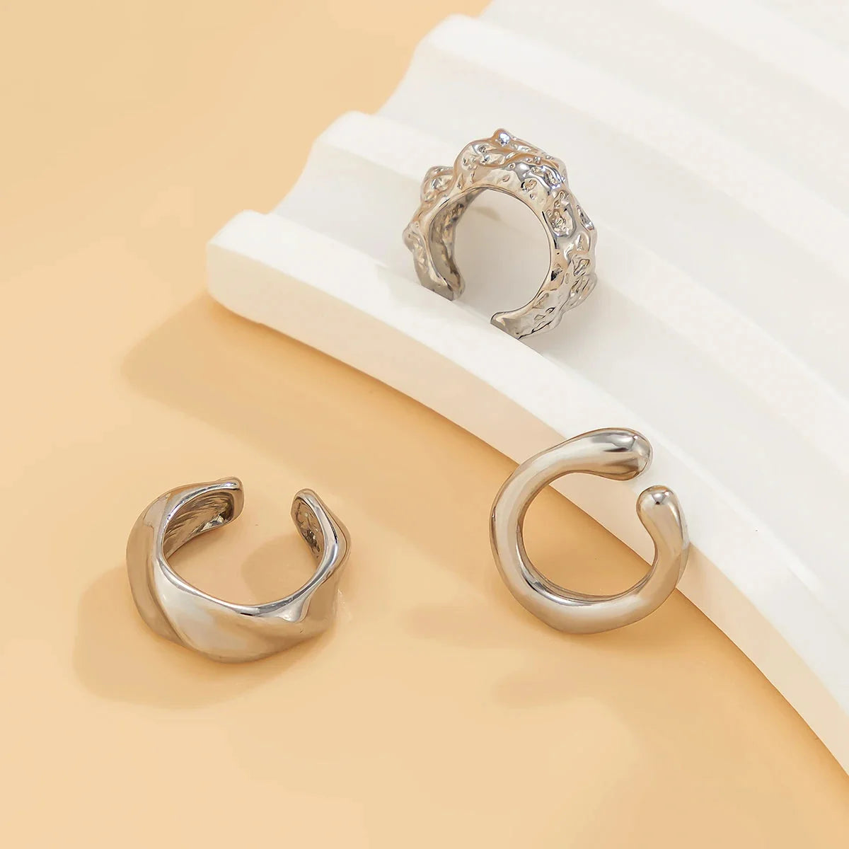 3-Piece Chunky Non-Piercing Ear Cuff Set
