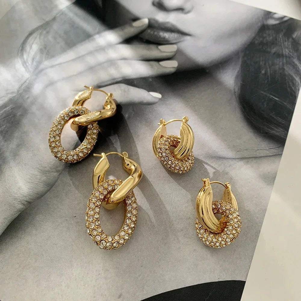 Rhinestone Stainless Steel Drop Earrings