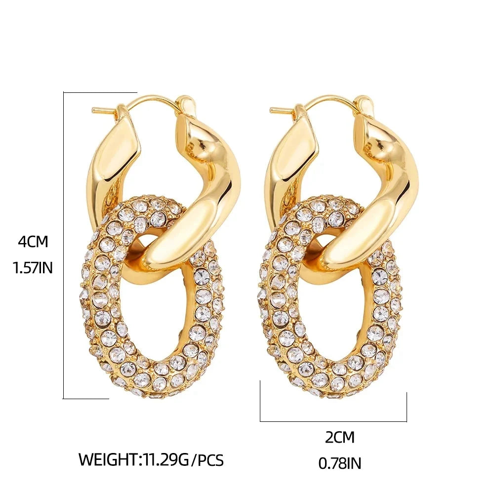 Rhinestone Stainless Steel Drop Earrings