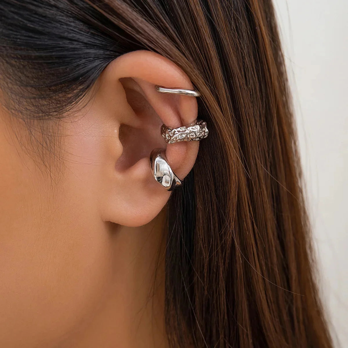3-Piece Chunky Non-Piercing Ear Cuff Set