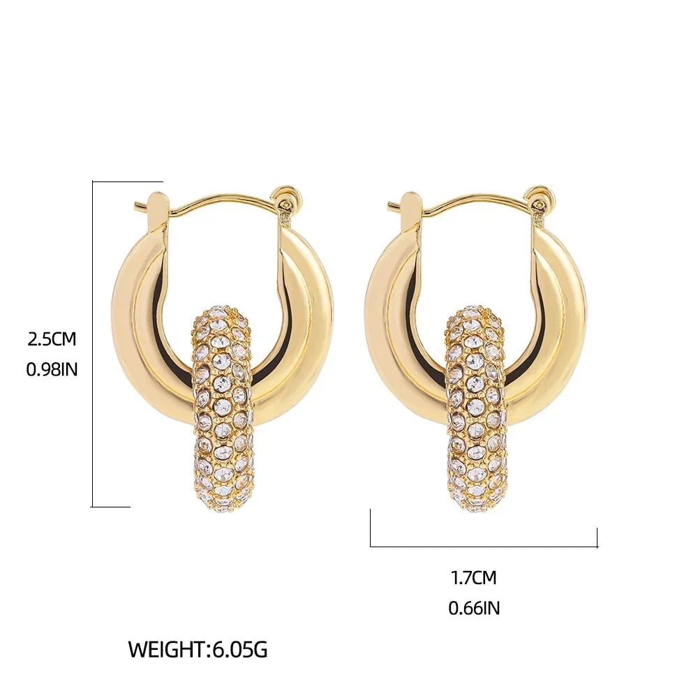 Rhinestone Stainless Steel Drop Earrings