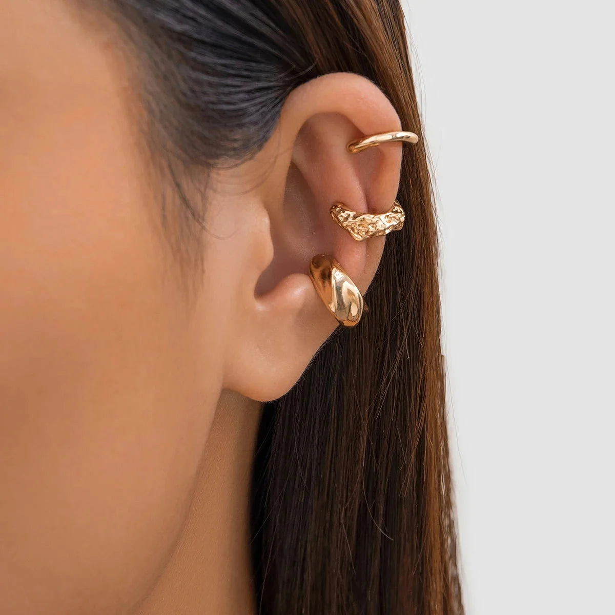 3-Piece Chunky Non-Piercing Ear Cuff Set