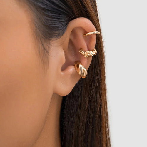 3-Piece Chunky Non-Piercing Ear Cuff Set