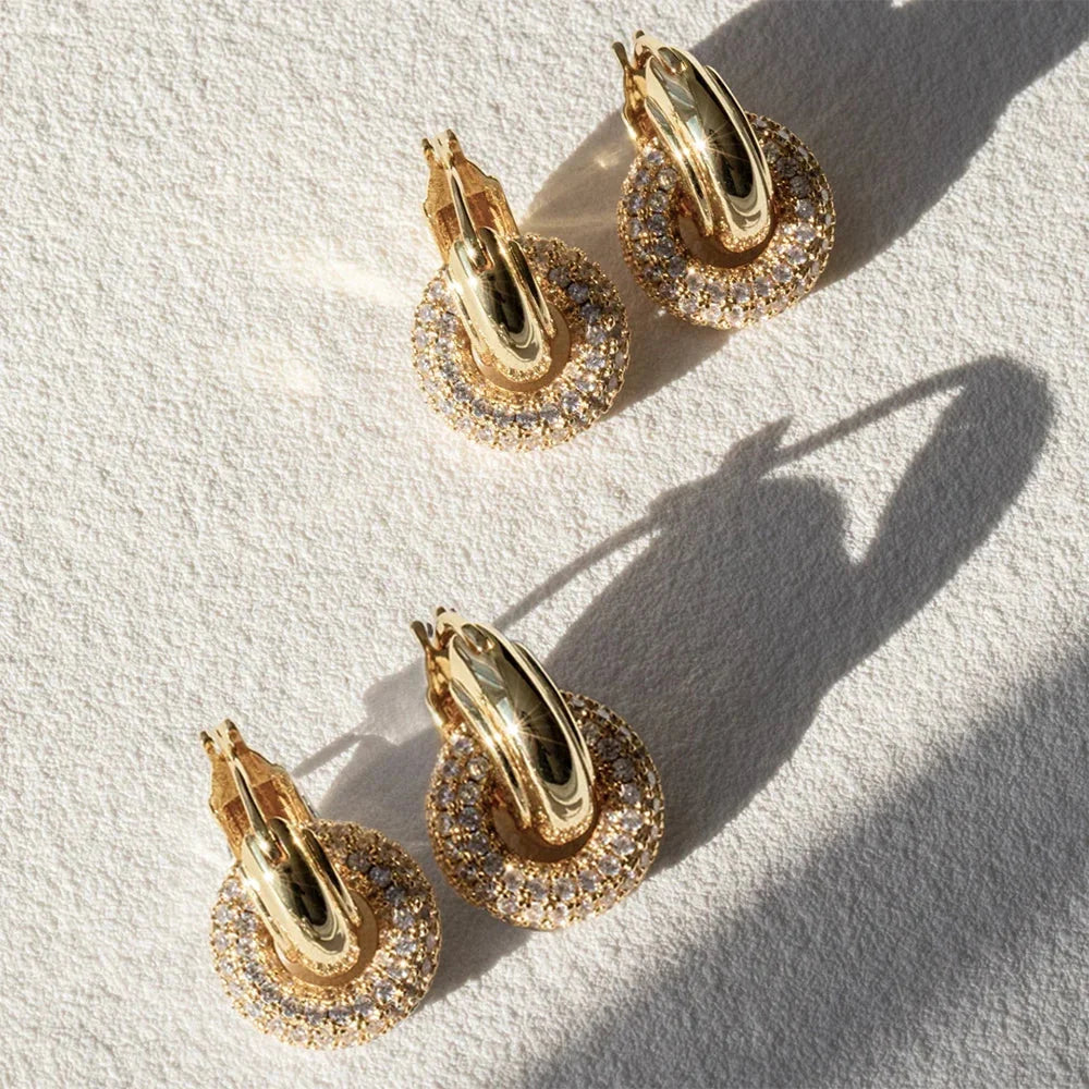 Rhinestone Stainless Steel Drop Earrings