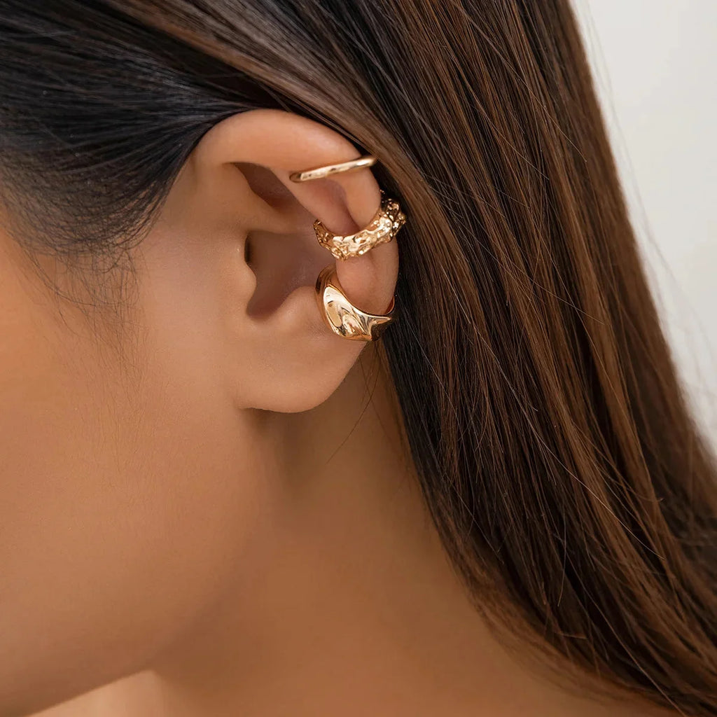 3-Piece Chunky Non-Piercing Ear Cuff Set