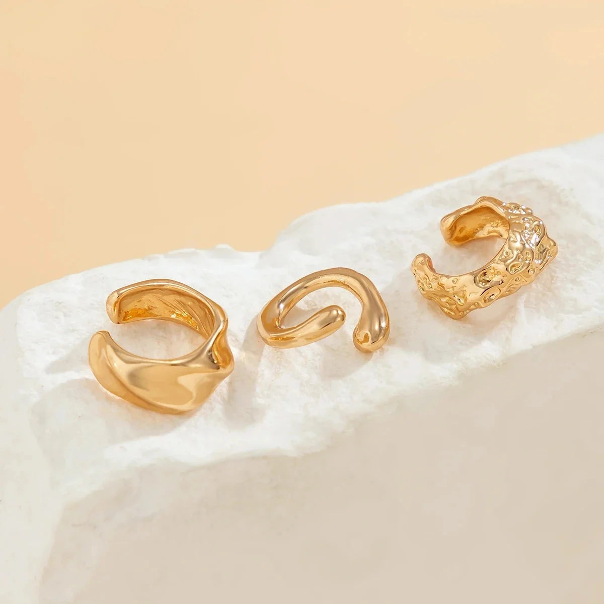 3-Piece Chunky Non-Piercing Ear Cuff Set