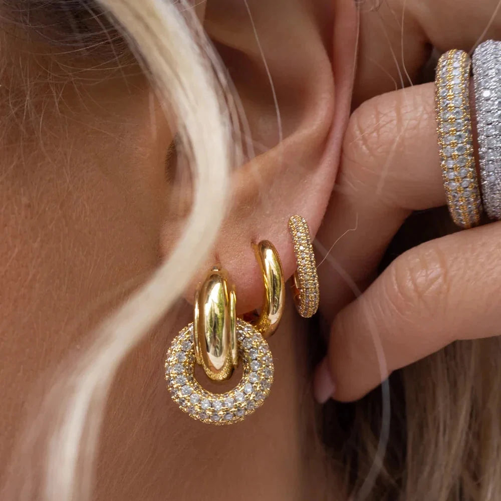 Rhinestone Stainless Steel Drop Earrings