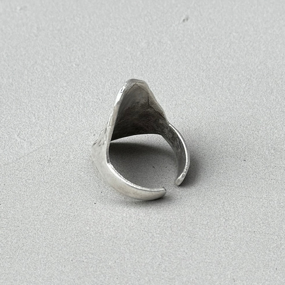 Abstract Face Silver Ring