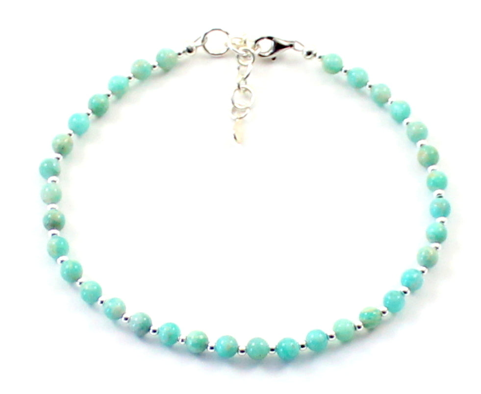 Amazonite Minimalist Green Anklet With Silver