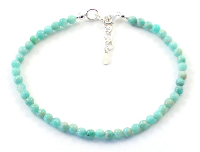 Amazonite Minimalist Green Anklet With Silver