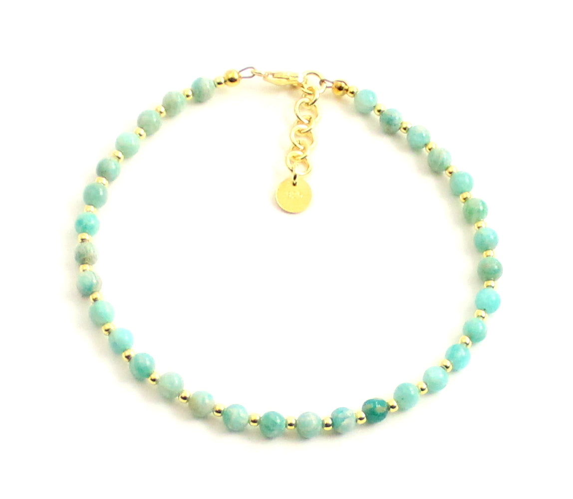 Amazonite Minimalist Green Anklet With Silver