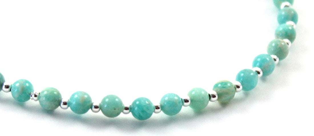 Amazonite Minimalist Green Anklet With Silver