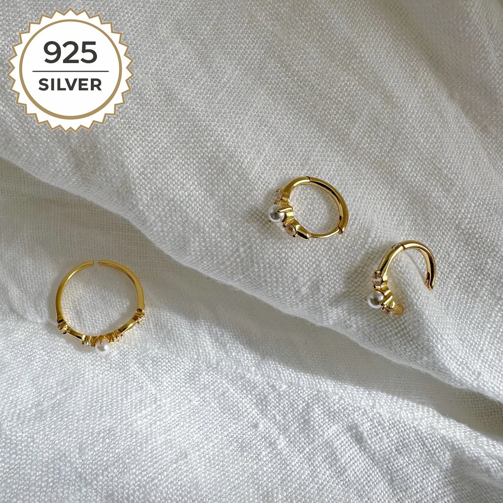 Harmony Pearl Ring & Hoop Set product photo