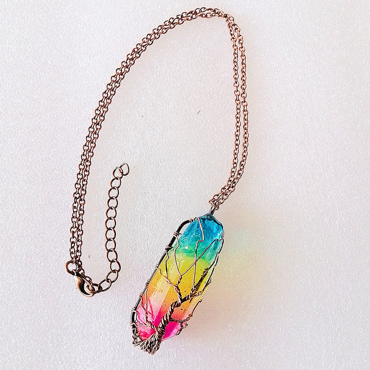 Crystal Pillar Tree of Life Necklace