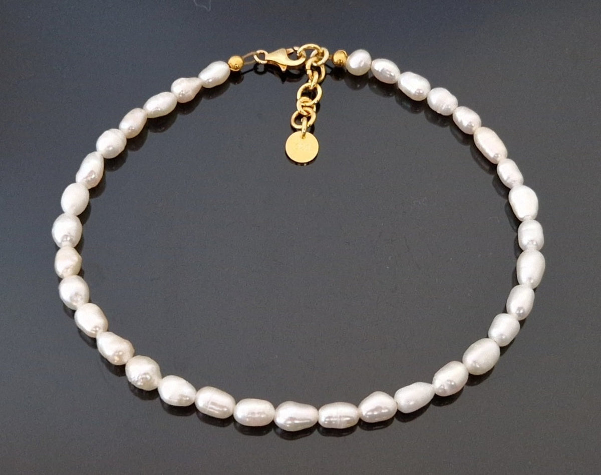 Freshwater Pearl Anklet With Silver