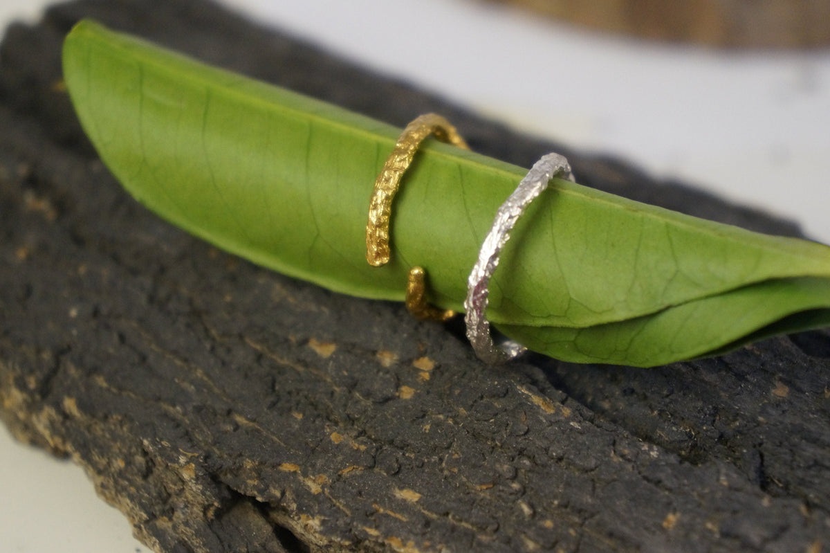 Botanical Silver Ring: Pine Branch Design - Adjustable Nature Band-0