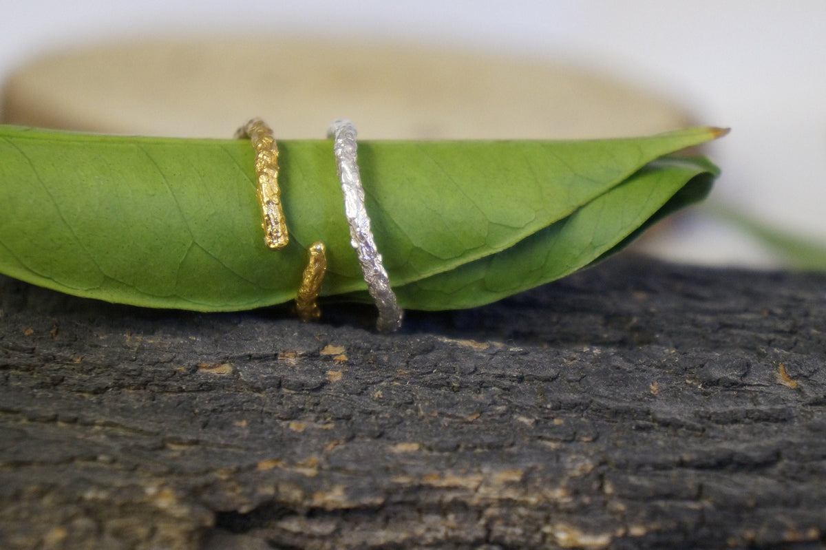 Botanical Silver Ring: Pine Branch Design - Adjustable Nature Band-1