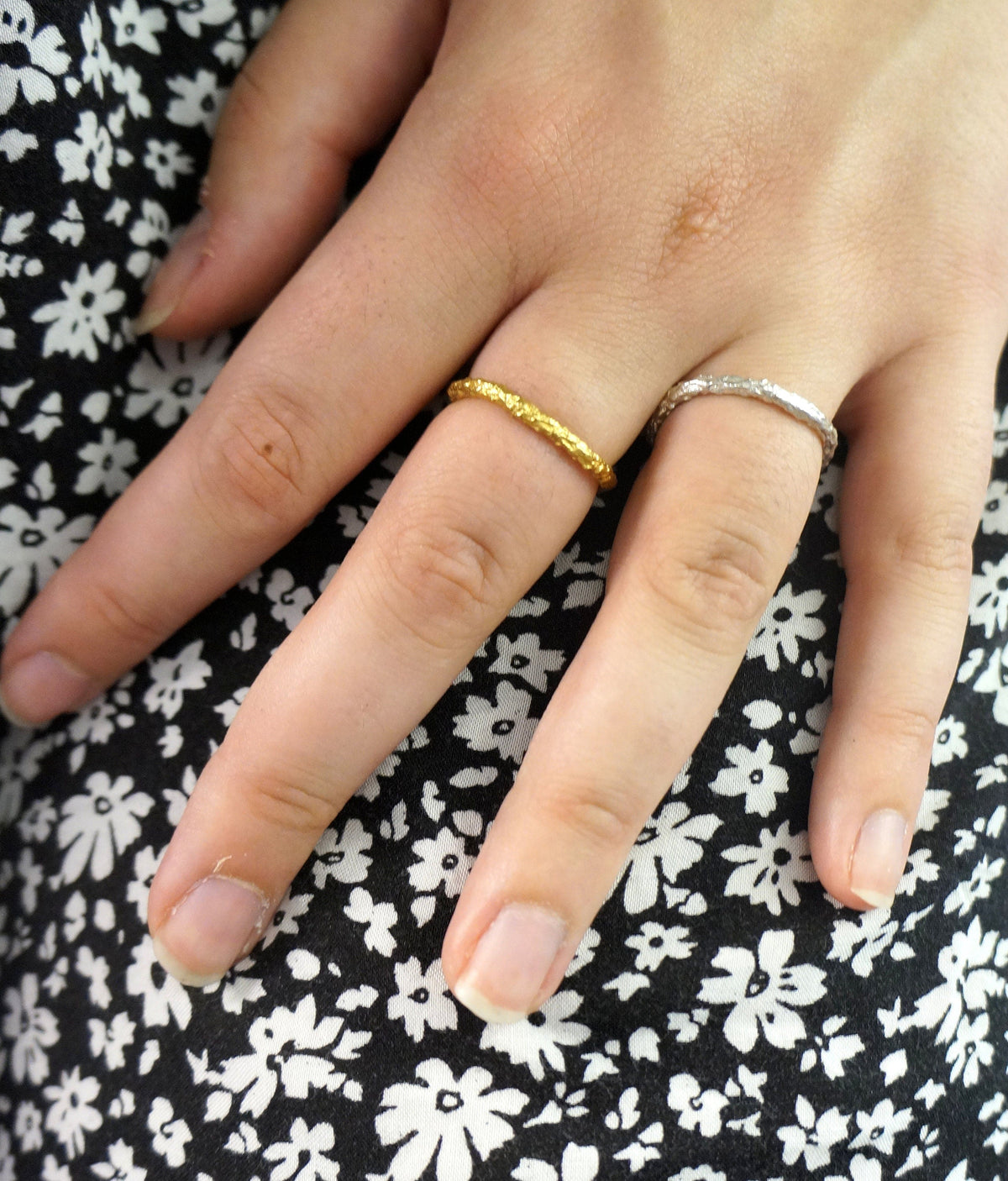 Botanical Silver Ring: Pine Branch Design - Adjustable Nature Band-2