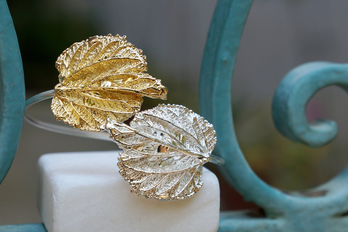 Real Mulberry Leaf Silver Bracelet, Handmade Nature Jewelry, Organic Botanical Bracelet, Gift for Nurturing & Support, Sterling Silver 925-2