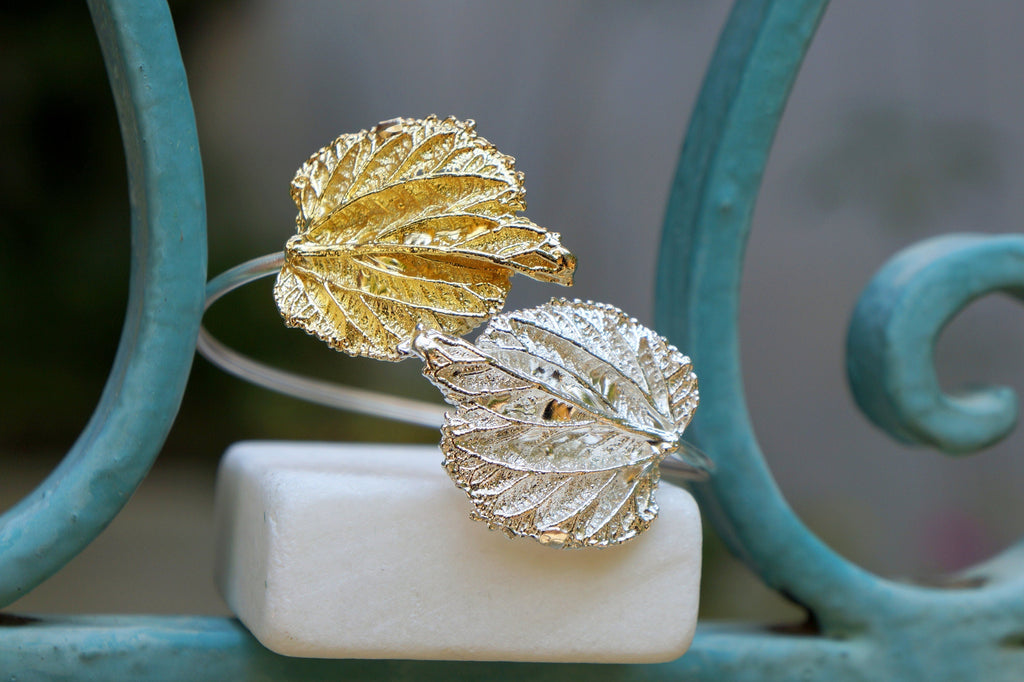 Real Mulberry Leaf Silver Bracelet, Handmade Nature Jewelry, Organic Botanical Bracelet, Gift for Nurturing & Support, Sterling Silver 925-3