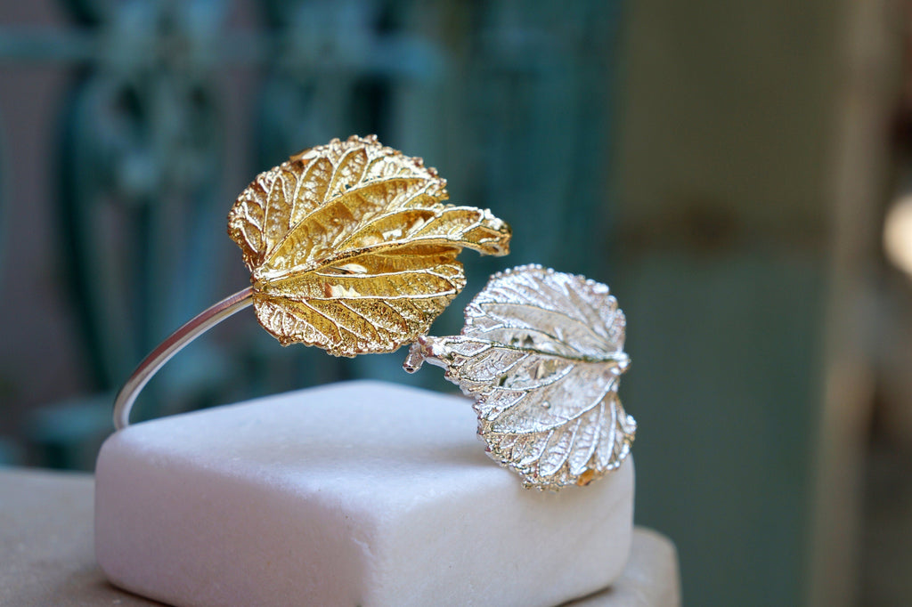 Real Mulberry Leaf Silver Bracelet, Handmade Nature Jewelry, Organic Botanical Bracelet, Gift for Nurturing & Support, Sterling Silver 925-1