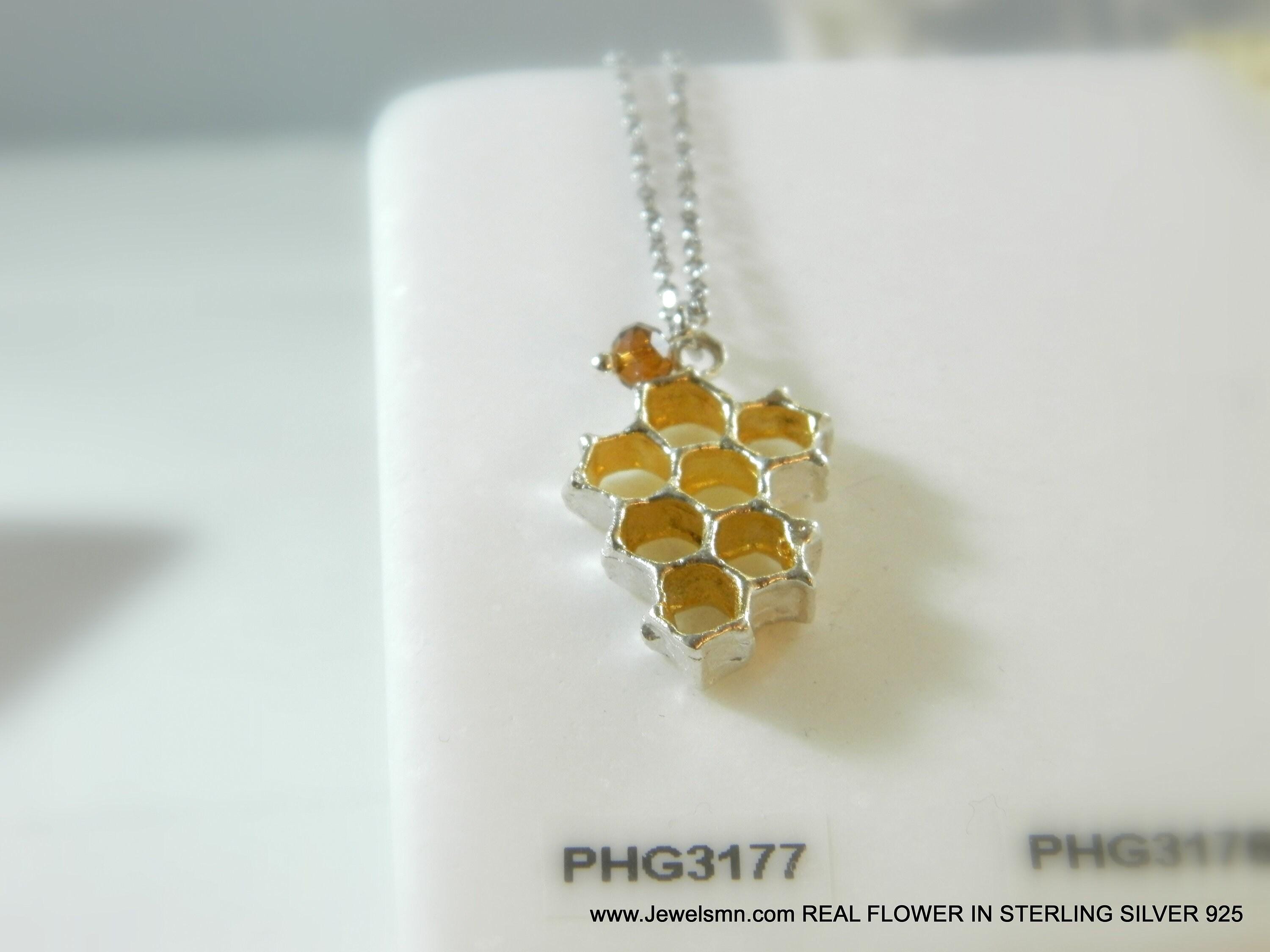 Honeycomb Gold Pendant Necklace