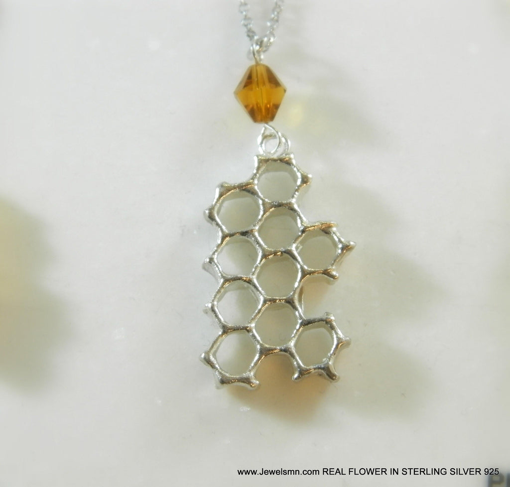 Honeycomb Gold Pendant Necklace