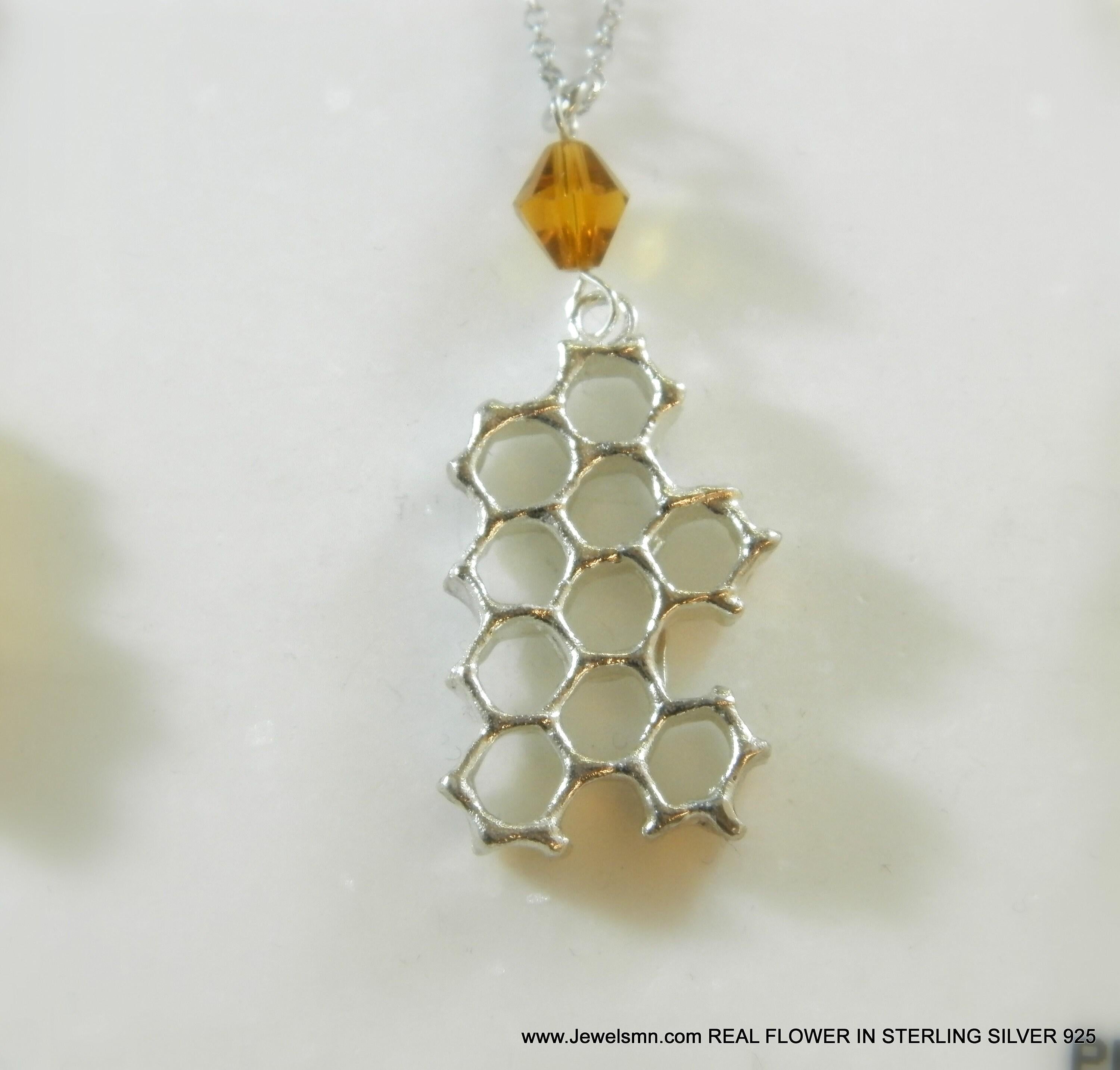 Honeycomb Gold Pendant Necklace