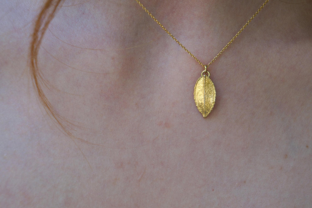 ROSE leaf botanical pendant necklace