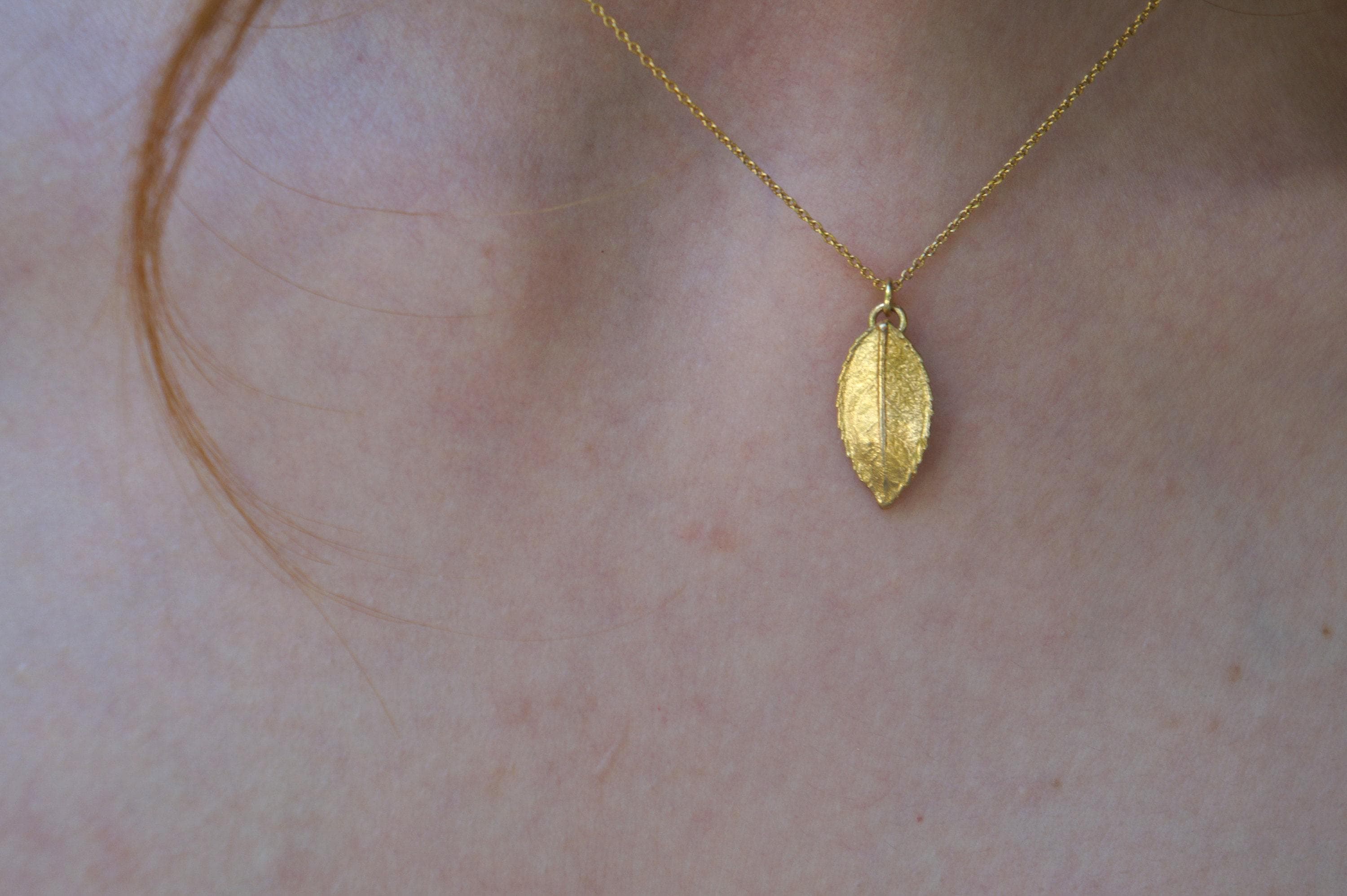 ROSE leaf botanical pendant necklace