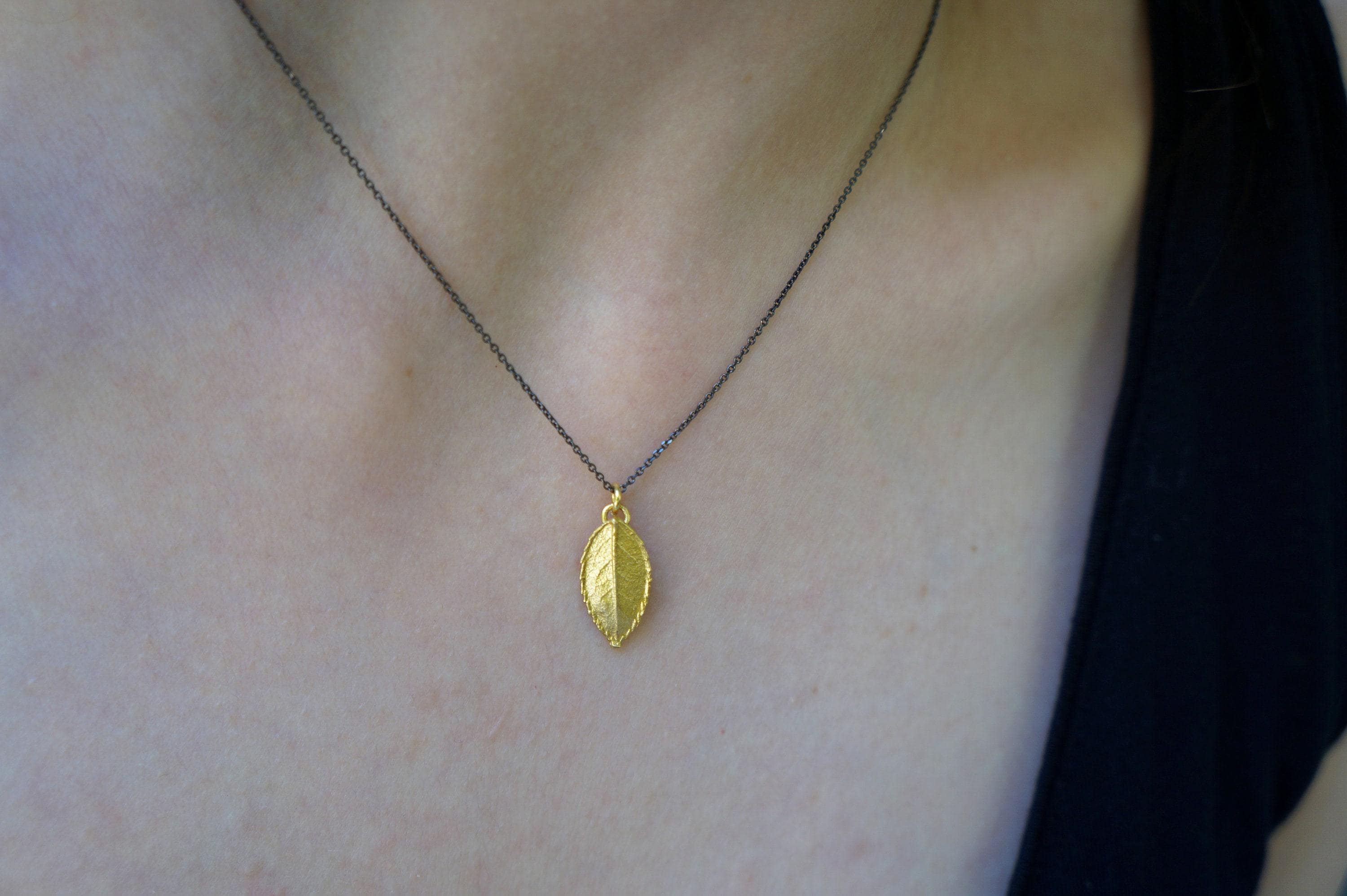 ROSE leaf botanical pendant necklace