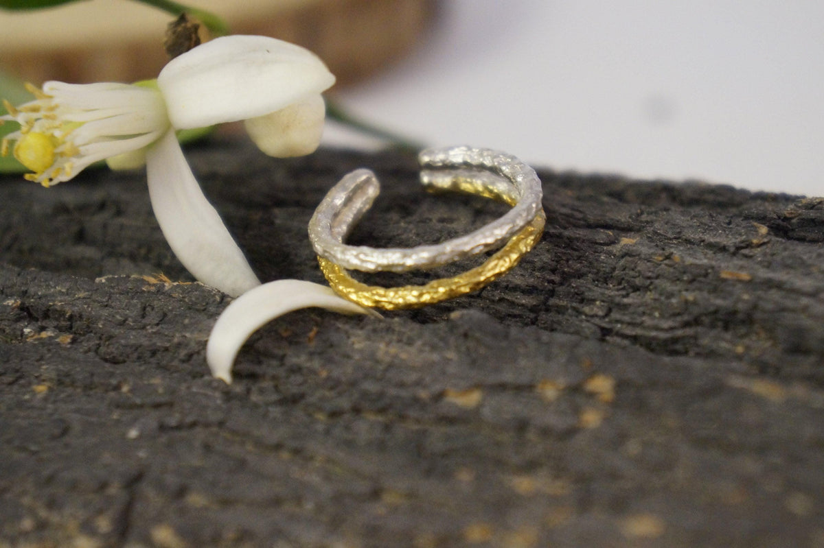 Two-Tone Twig Branch Ring