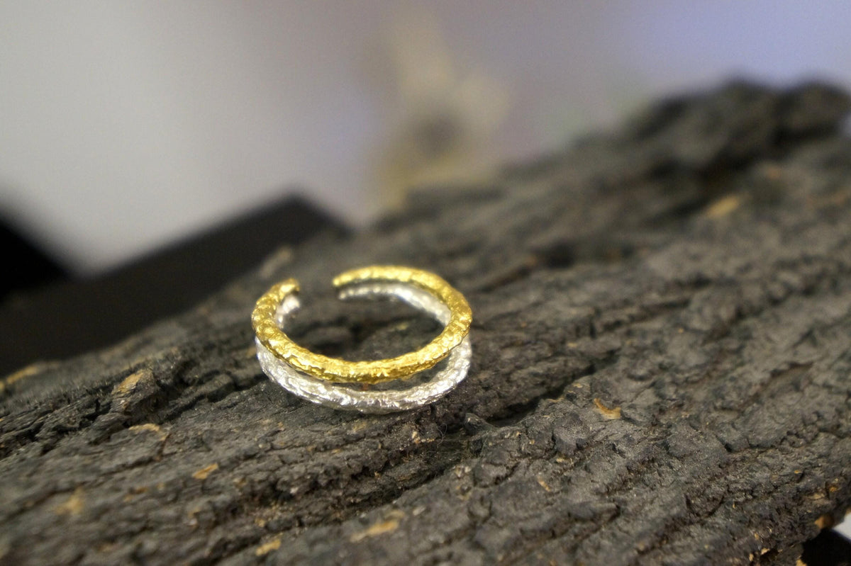 Two-Tone Twig Branch Ring