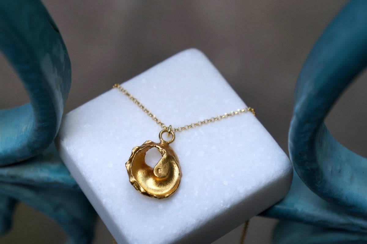 Gold-Plated Sea Shell Pendant Necklace