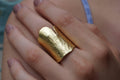 Adjustable Gold-Plated Brass Ginkgo Leaf Ring