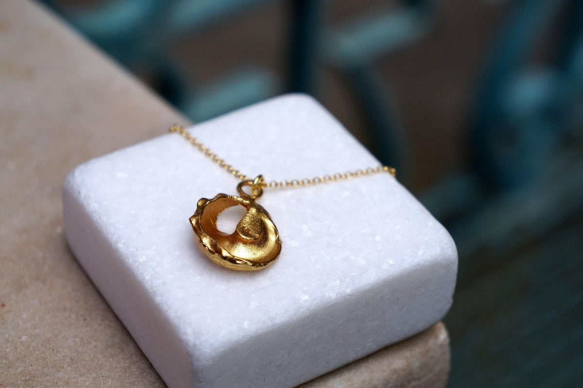 Gold-Plated Sea Shell Pendant Necklace