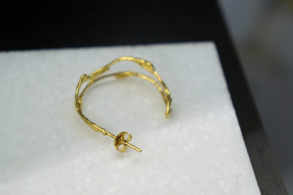 Silver Jasmine Branch Hoop Earrings