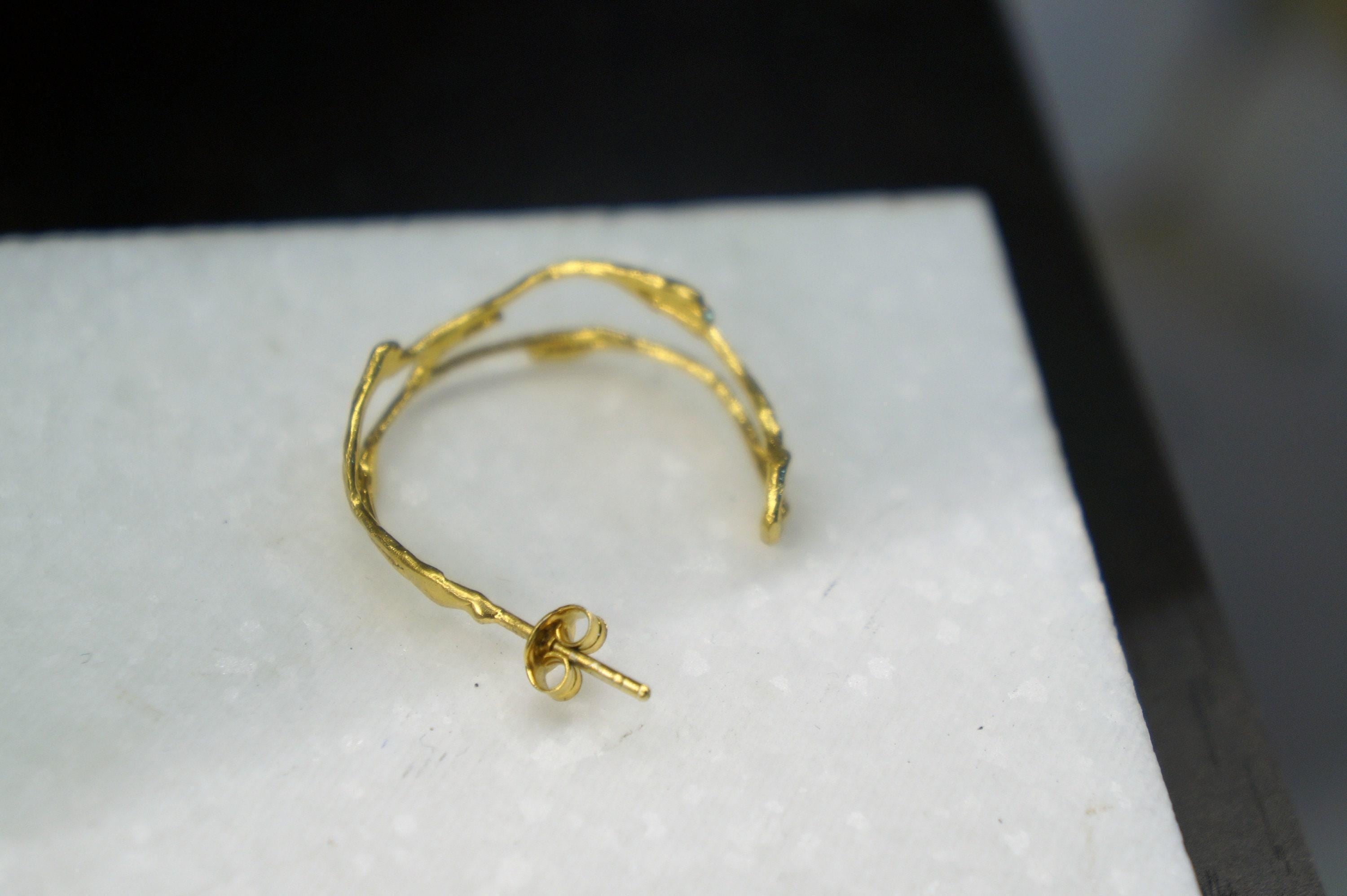 Silver Jasmine Branch Hoop Earrings