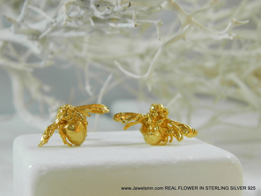 Gold-Plated Bee Stud Earrings