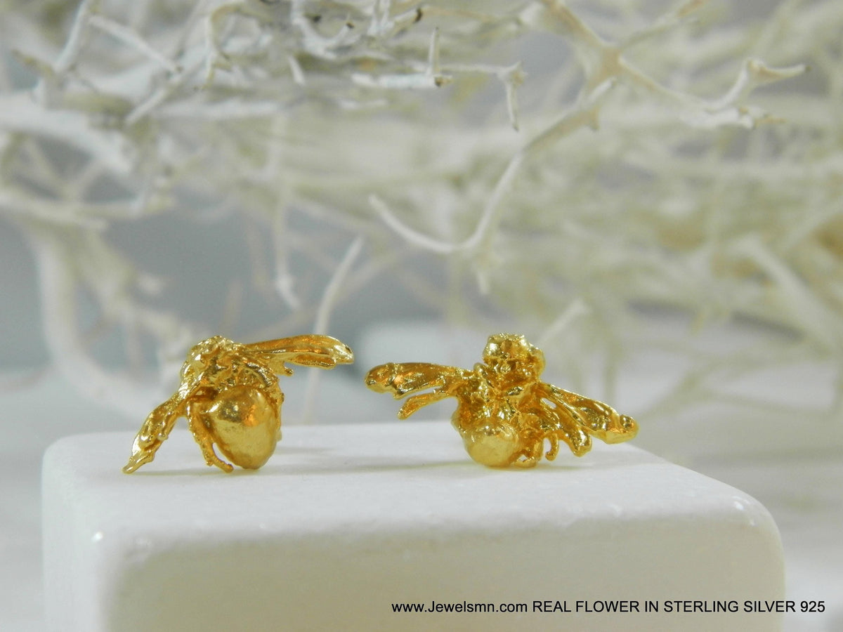 Gold-Plated Bee Stud Earrings