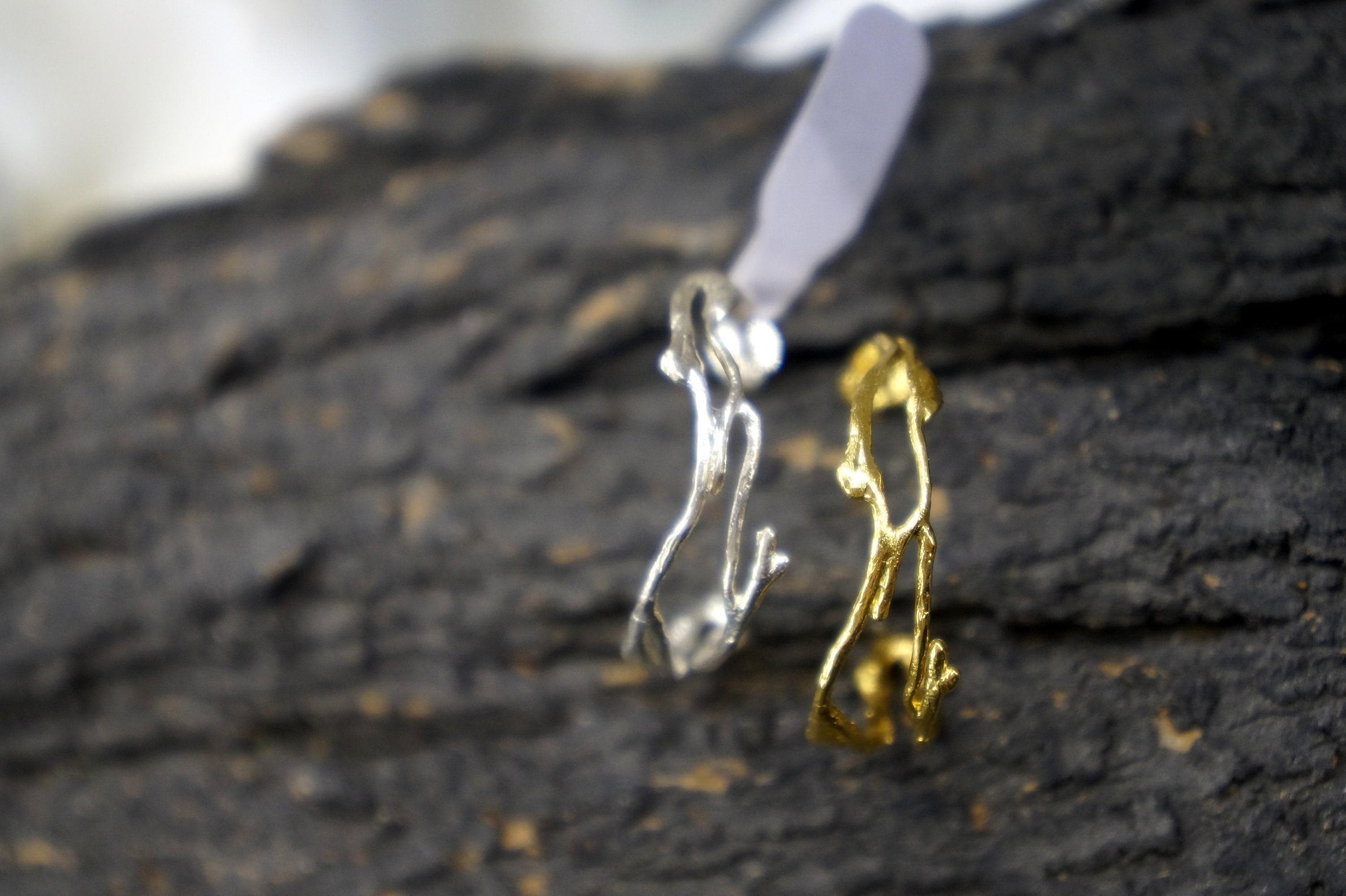 Silver Jasmine Branch Hoop Earrings