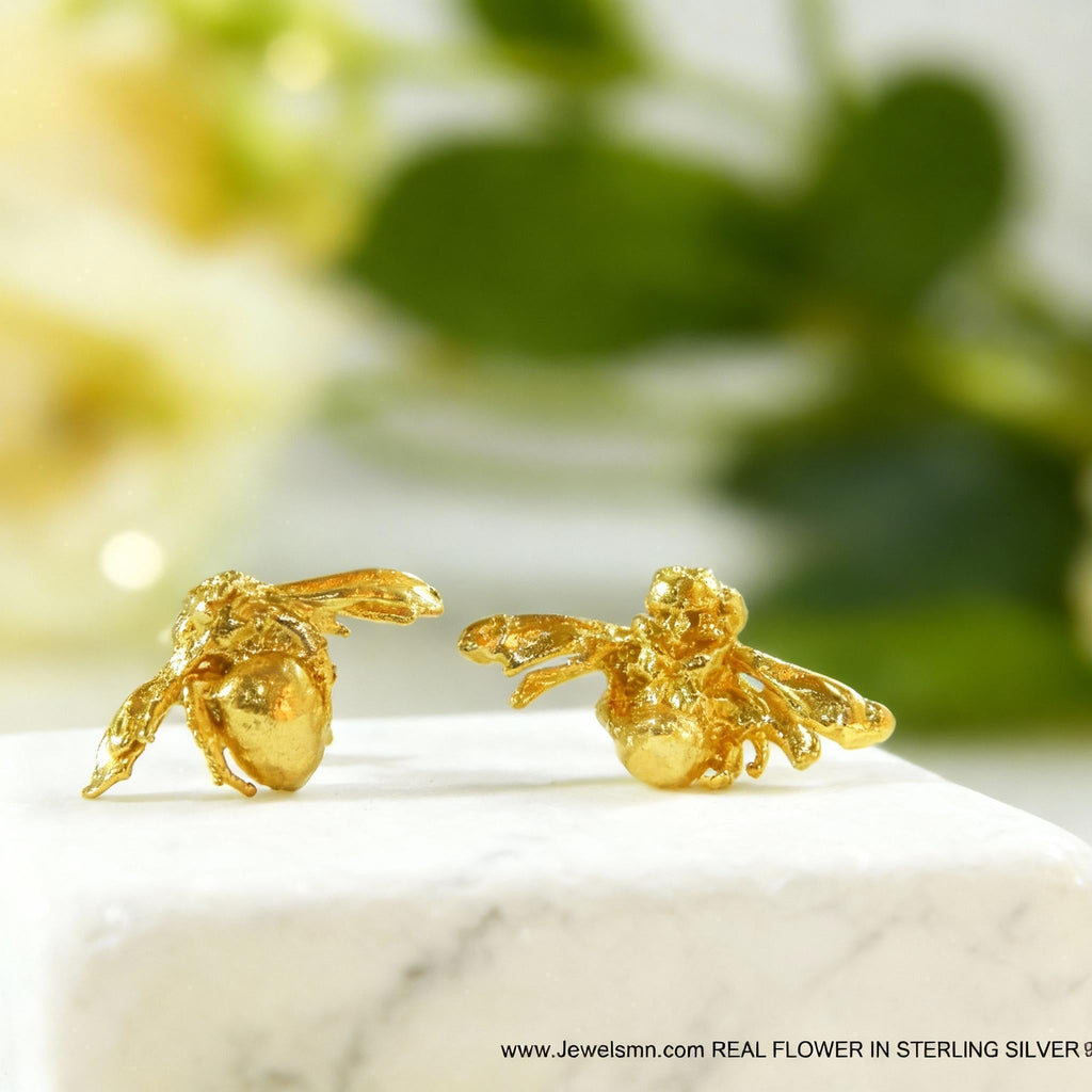 Gold-Plated Bee Stud Earrings