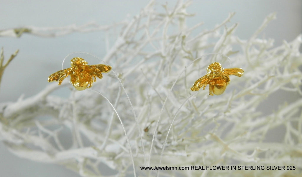 Gold-Plated Bee Stud Earrings